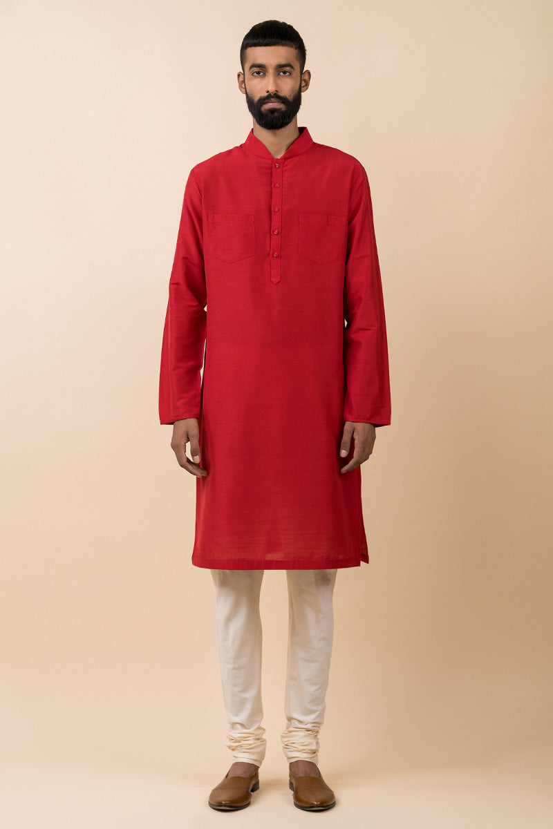 Maroon Kurta With Two Front Pockets