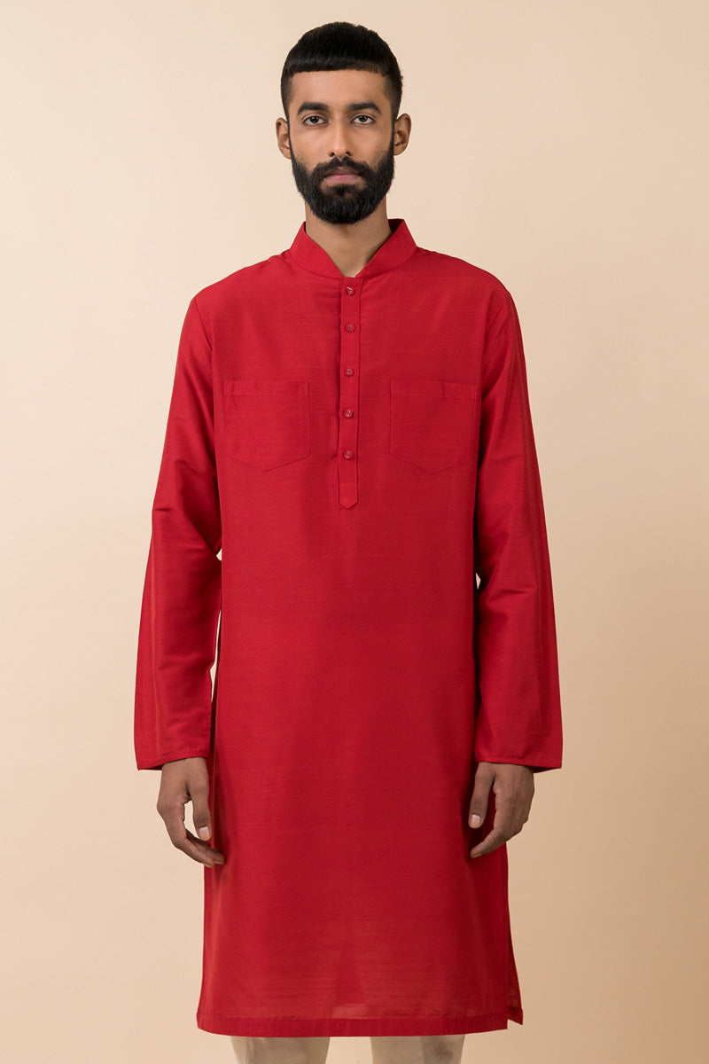 Maroon Kurta With Two Front Pockets