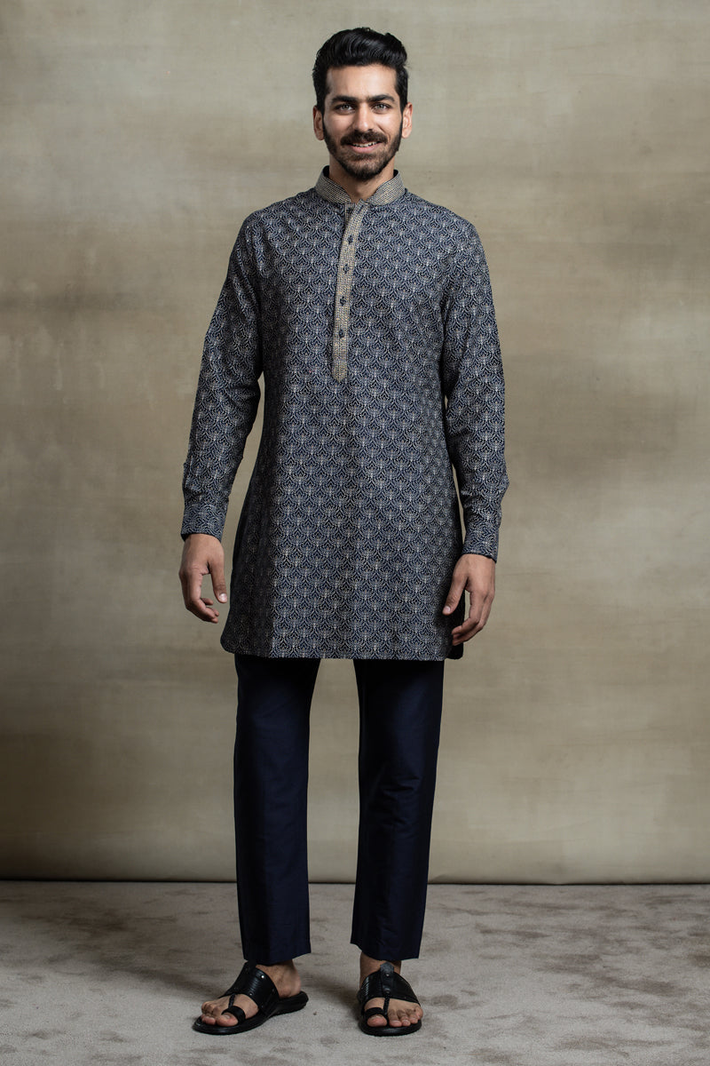 Navy All Over Printed Kurta Set