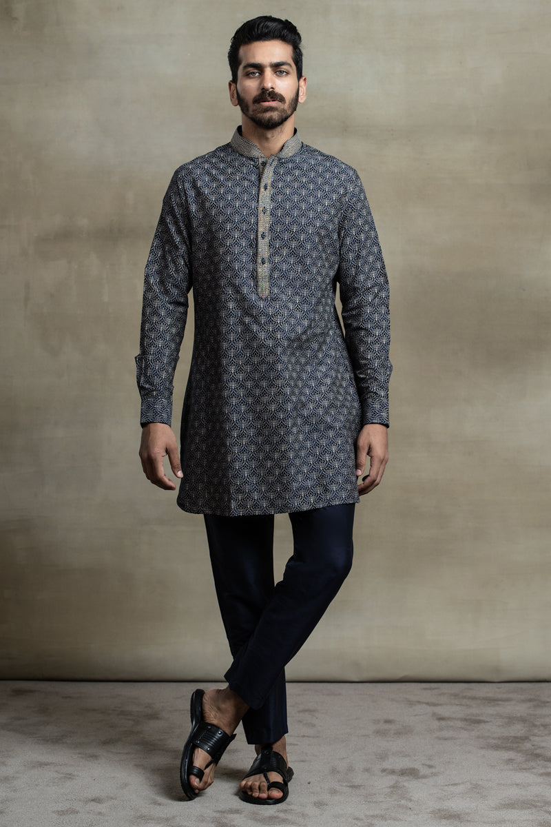 Navy All Over Printed Kurta Set