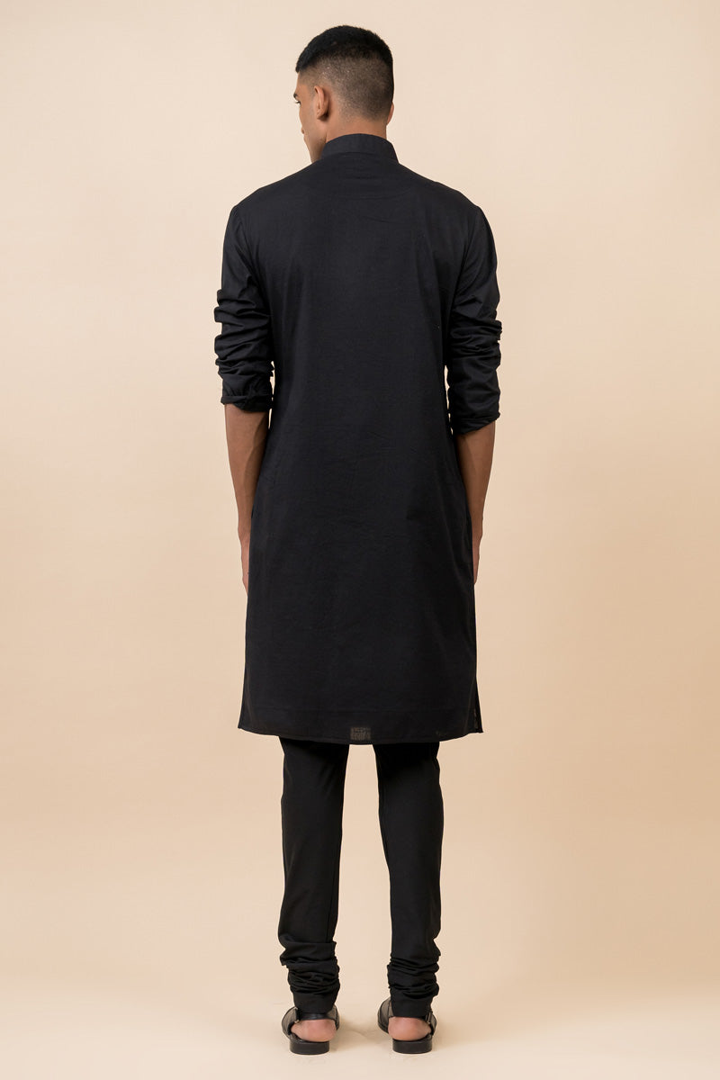 Black Overlap Layer Kurta