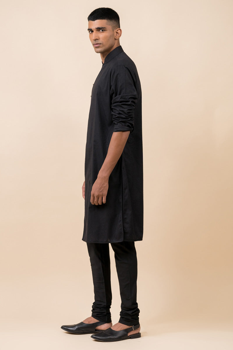 Black Overlap Layer Kurta