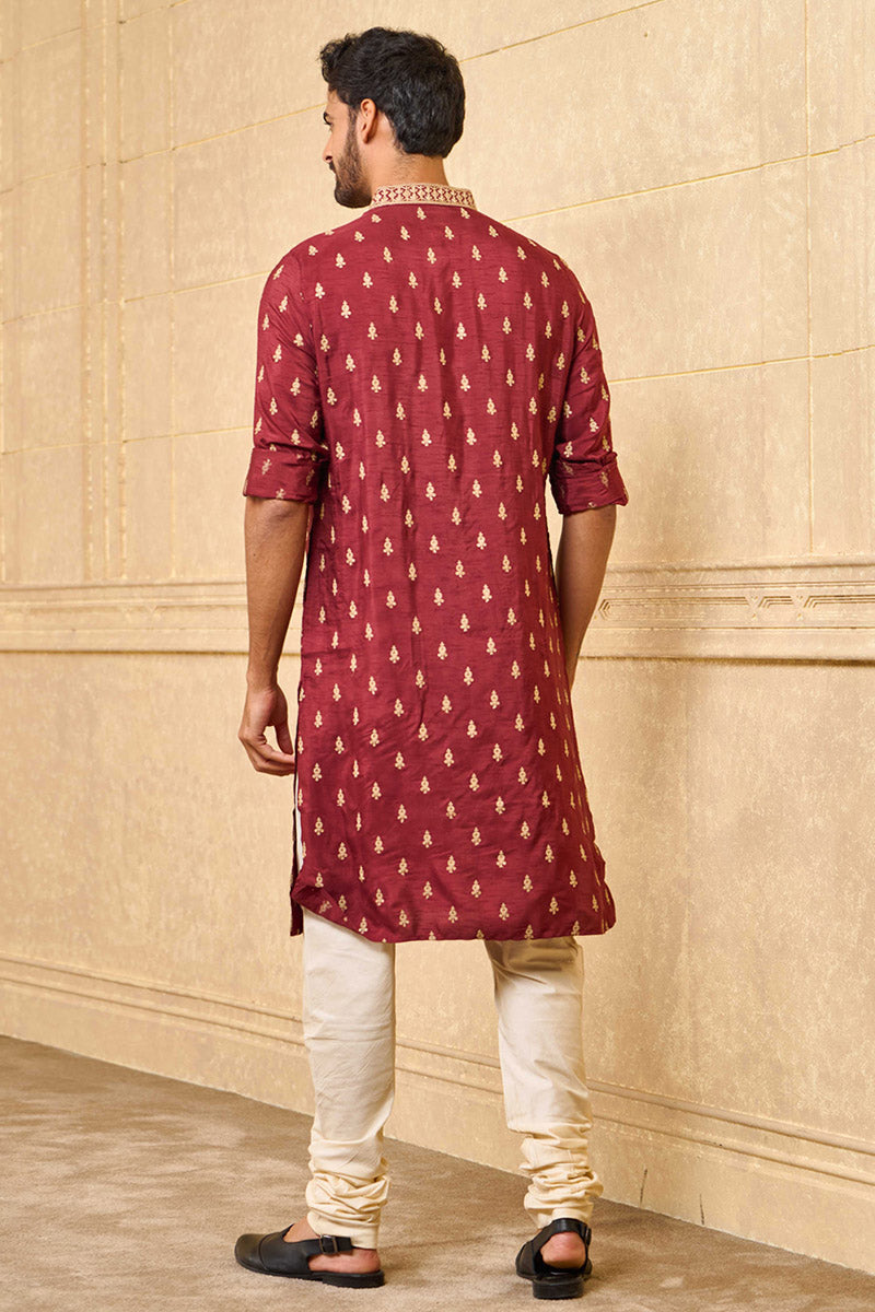 Rust All Over Butta Thread Embroidered Kurta