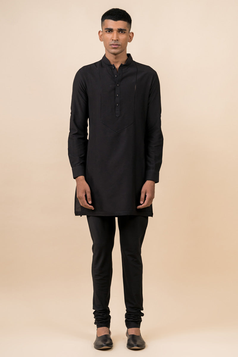 Black Kurta With Jaali Detailing