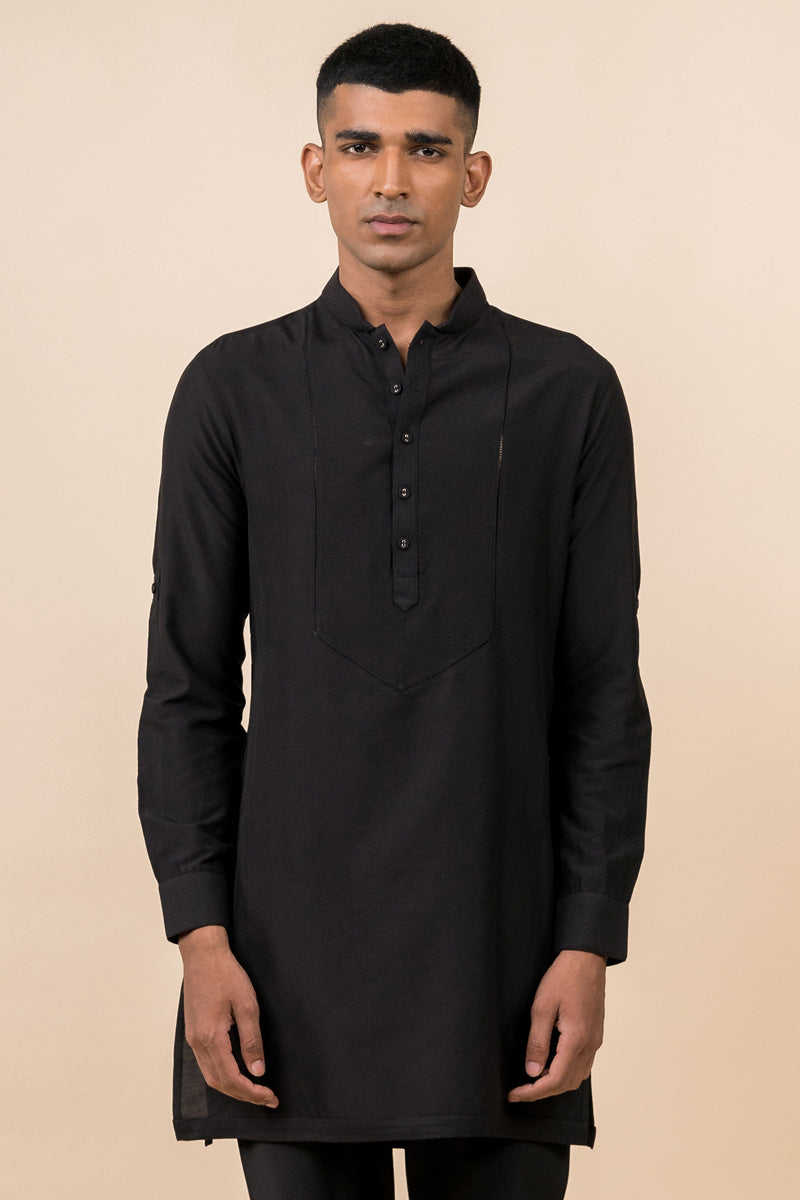 Black Kurta With Jaali Detailing