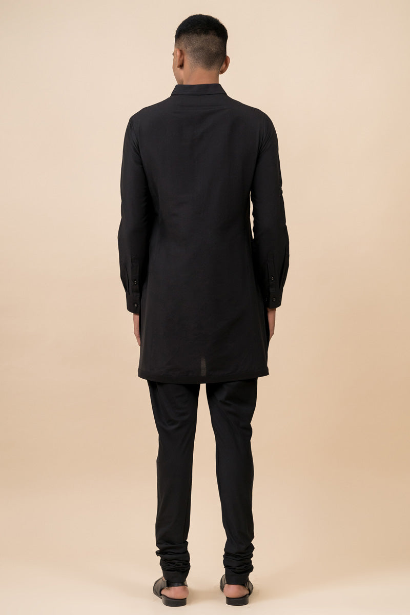 Black Kurta With Jaali Detailing