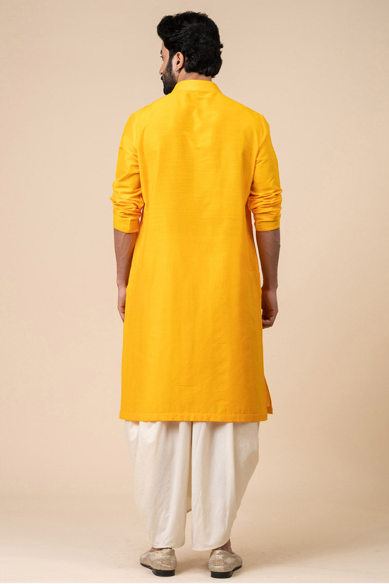 Yellow Ochre Kurta With Two Front Pockets