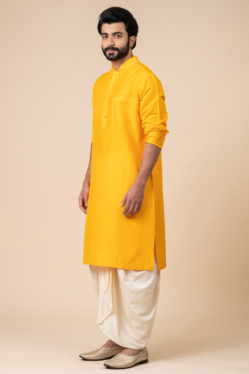 Yellow Ochre Kurta With Two Front Pockets