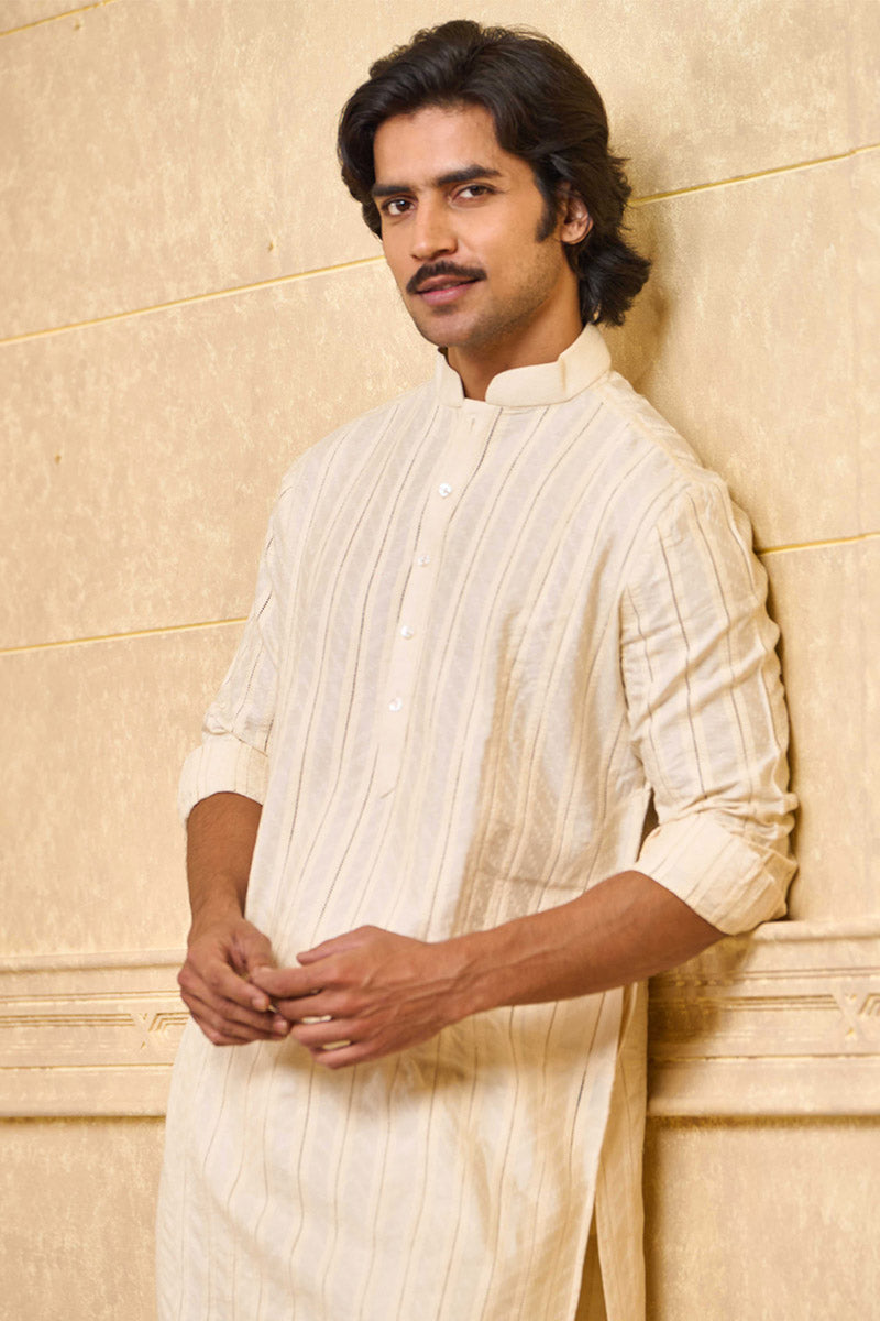 Ivory Kurta Set With All Over Jaali Detailing