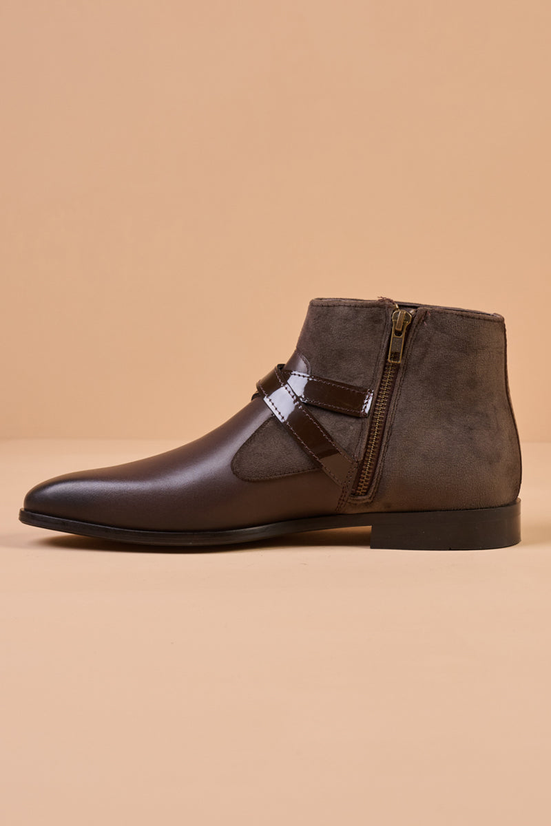 Brown High Rise Leather Boots