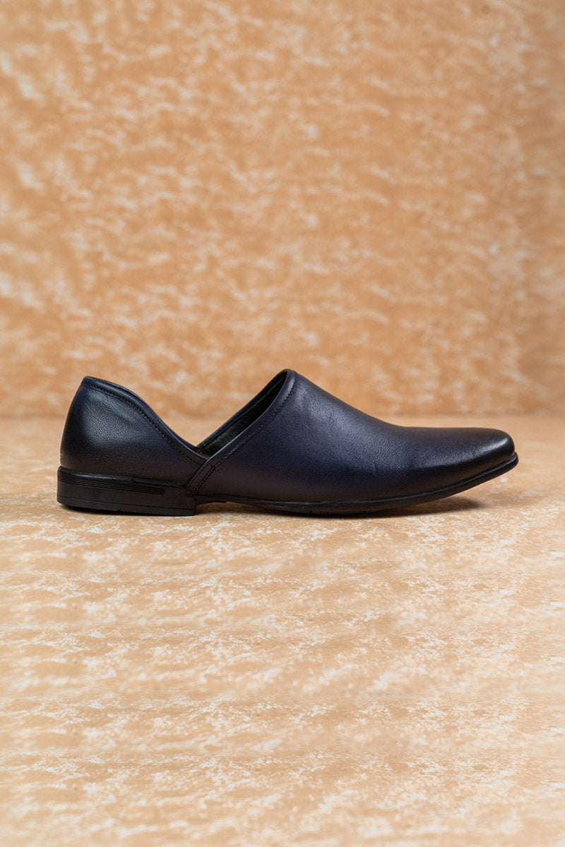 Navy Classic Leather Mojaris