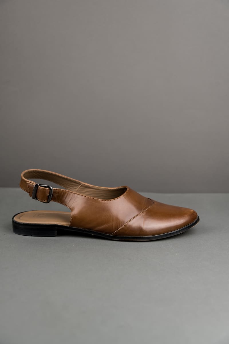 Tan Leather Slingback Loafers