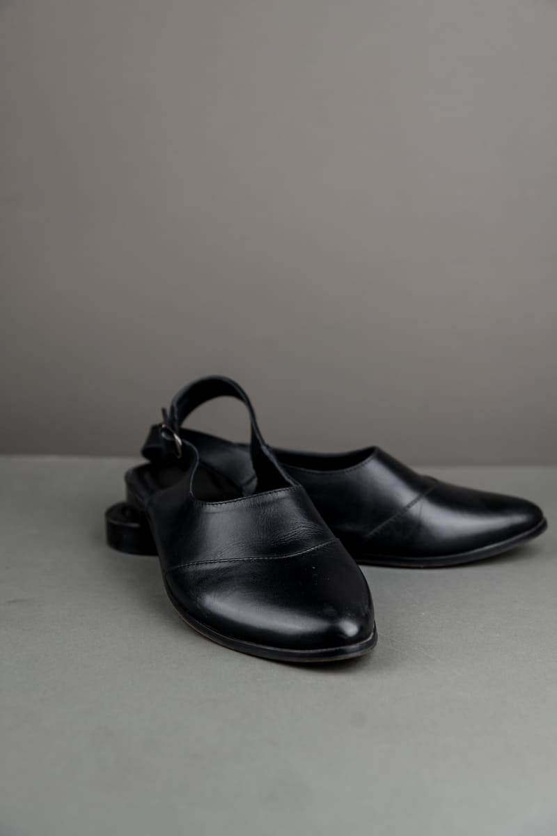 Black Leather Slingback Loafers