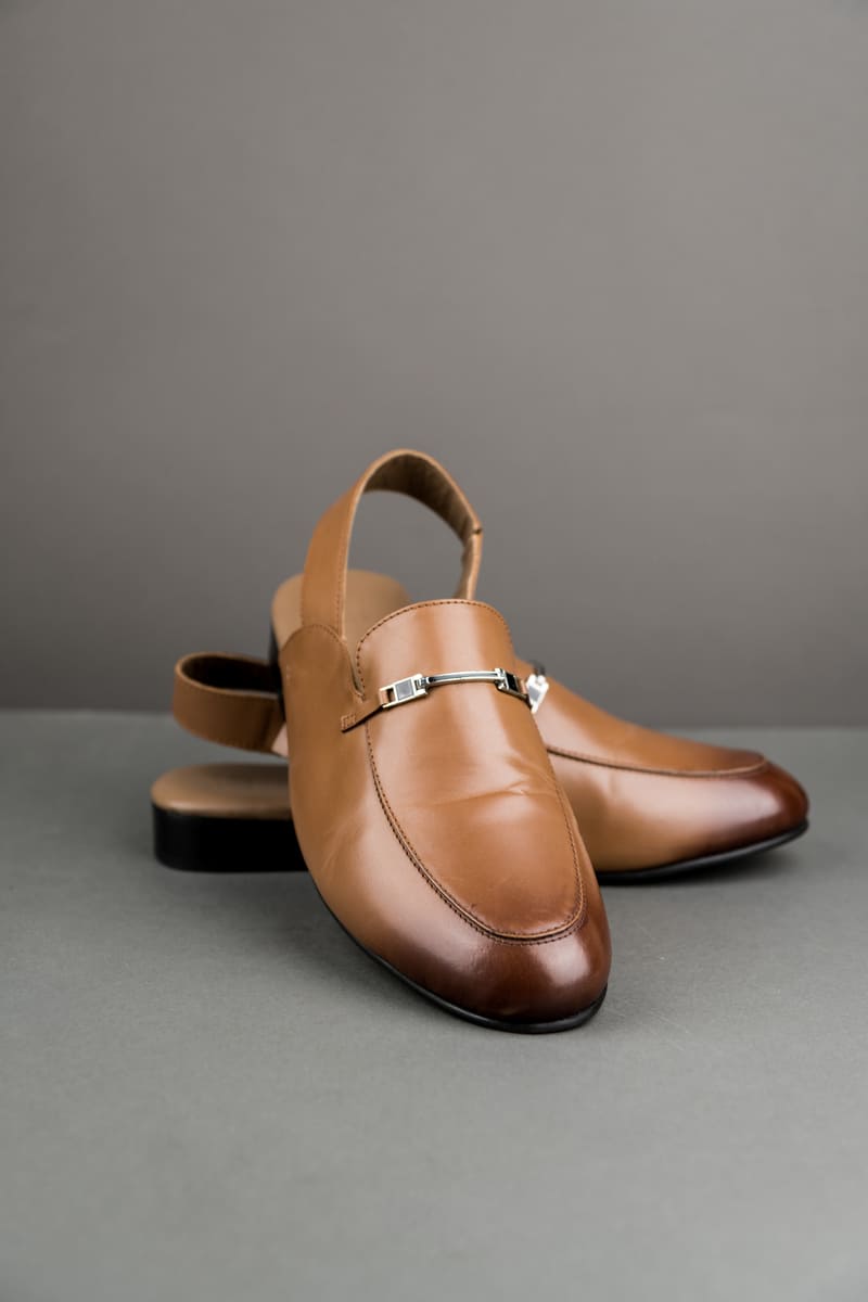 Tan Leather Slingback Loafers