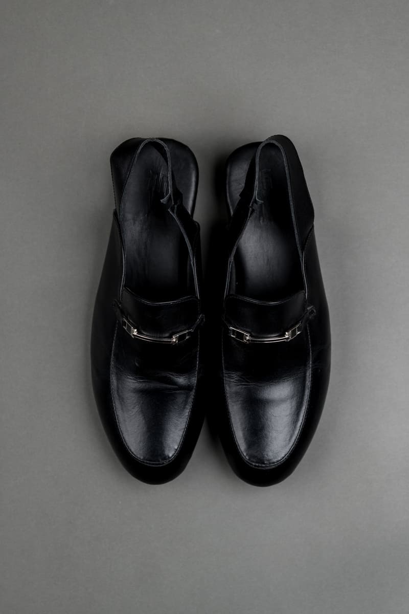 Black Leather Slingback Loafers