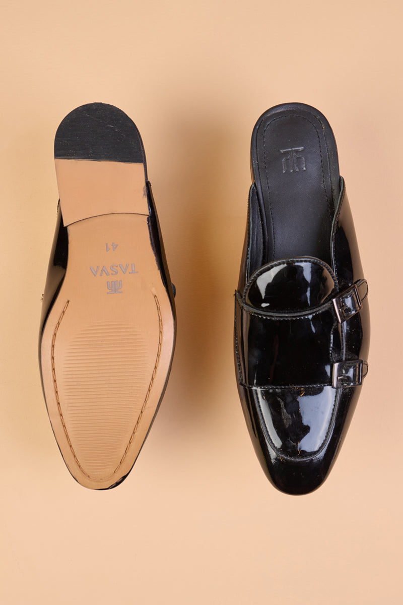 Shiny Black Leather Loafers