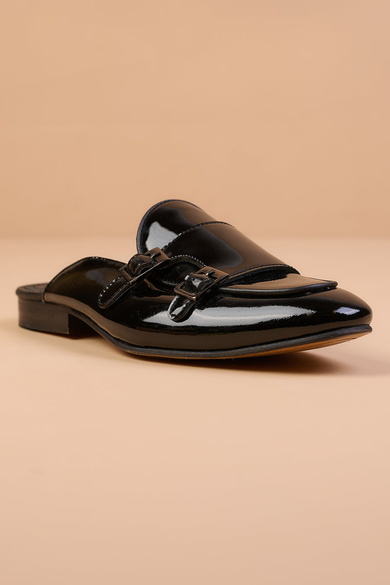 Shiny Black Leather Loafers