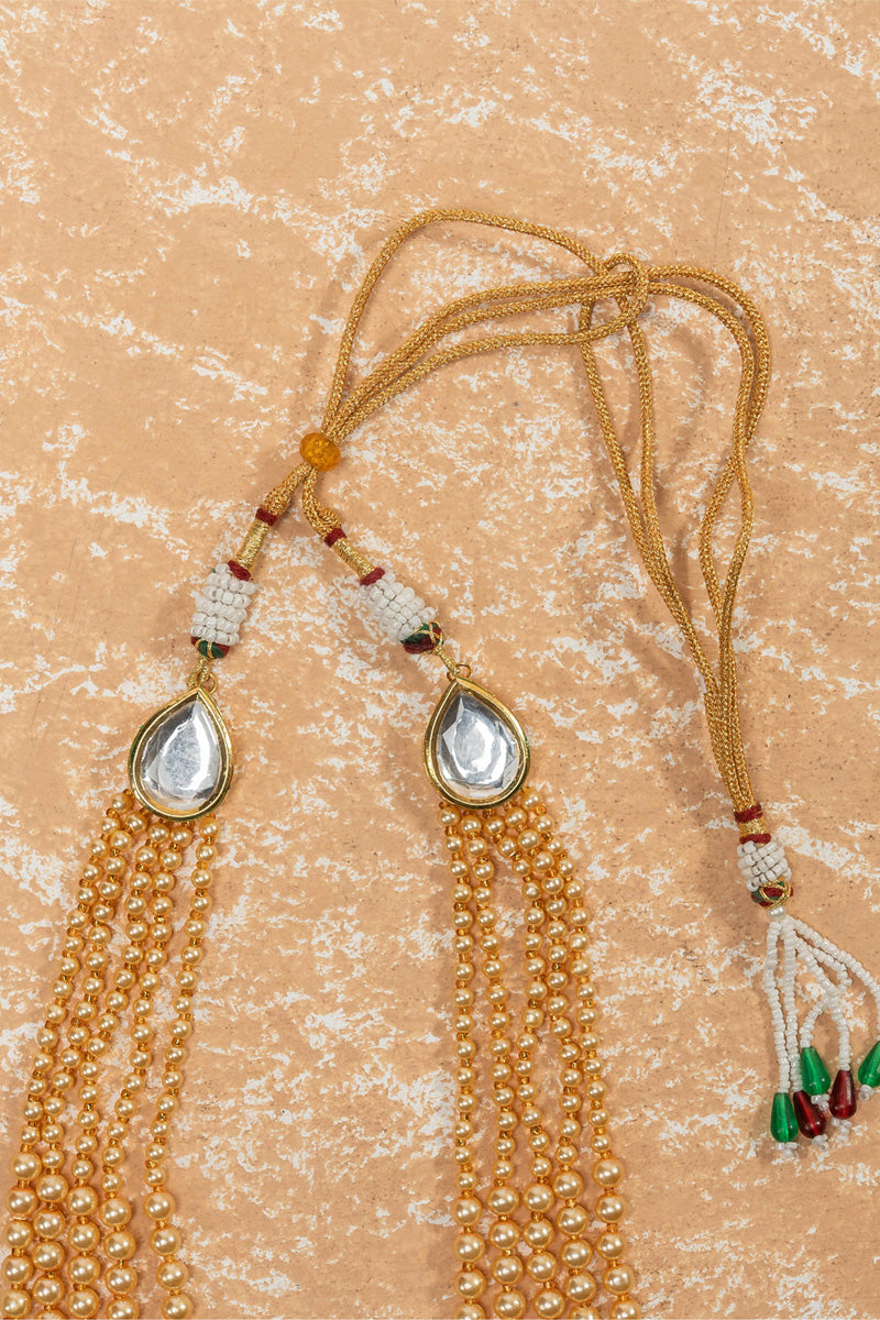 Gold Five Layered Mala With Stone Drop