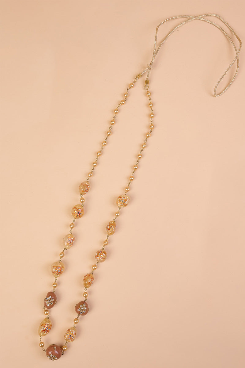 Peach Jaipuri Beads Mala