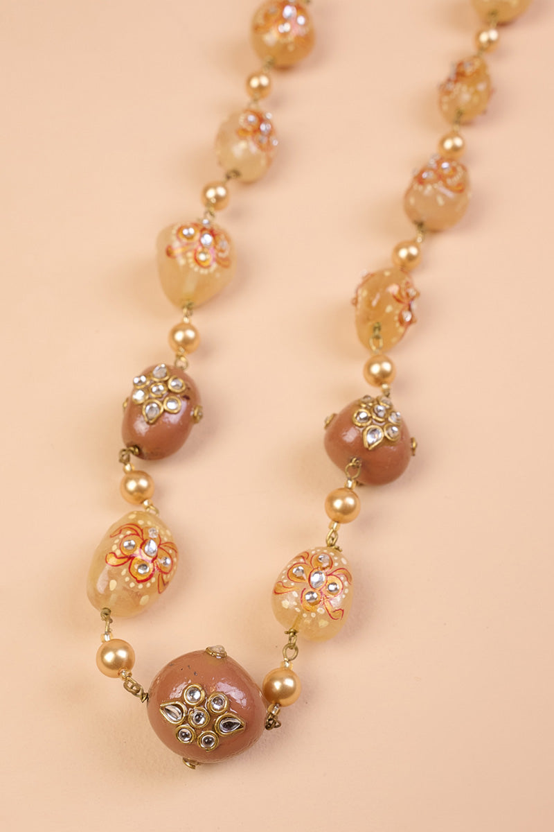 Peach Jaipuri Beads Mala