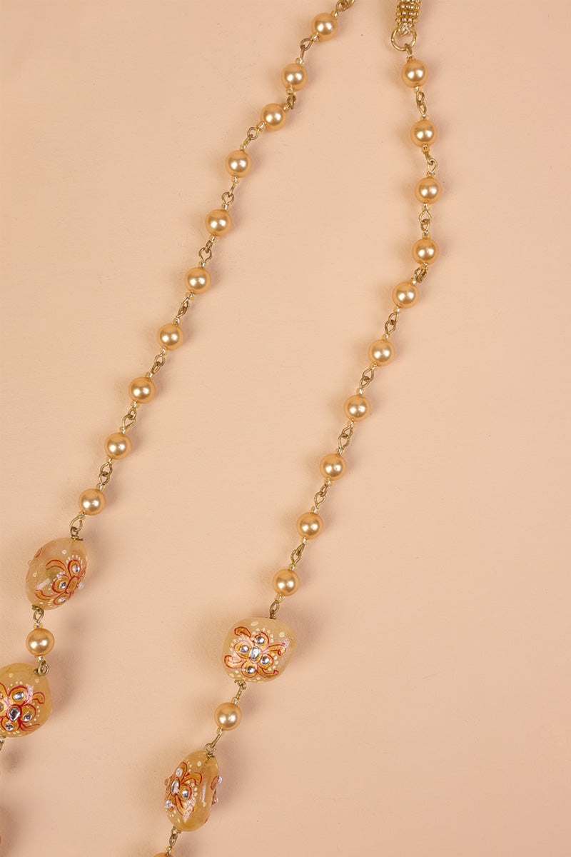 Peach Jaipuri Beads Mala