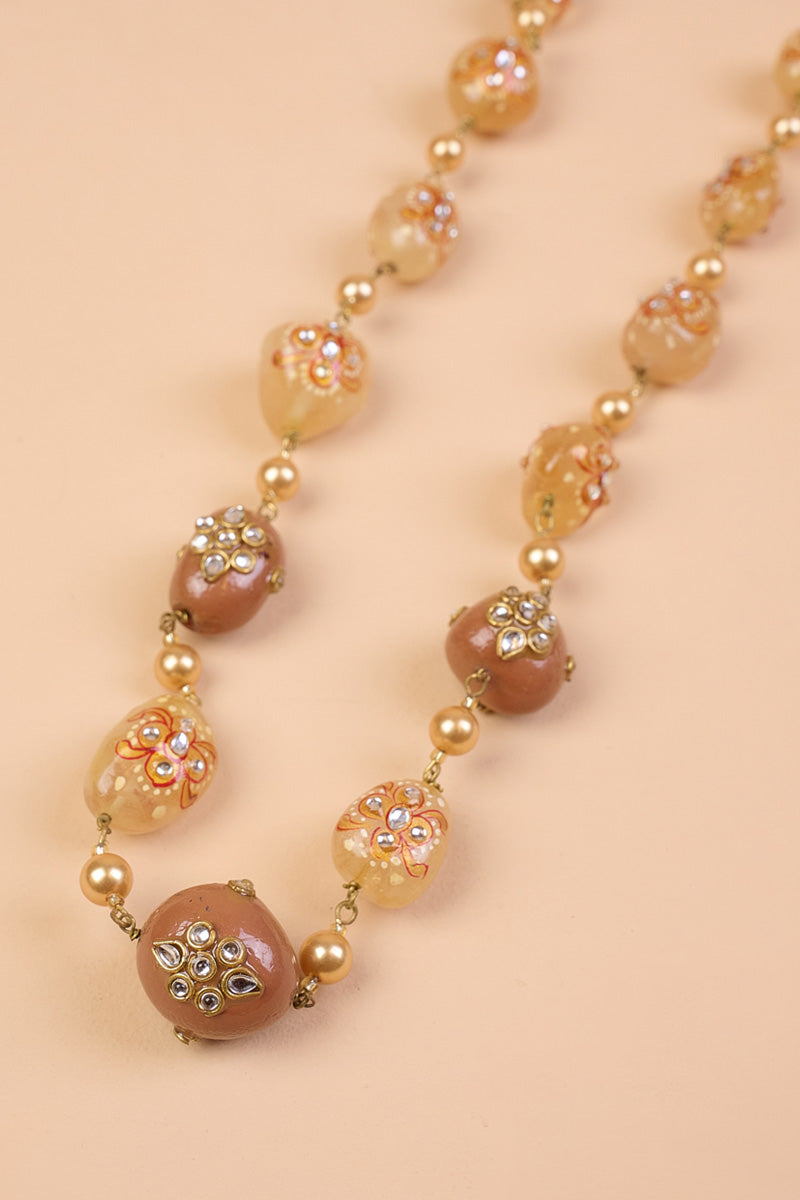 Peach Jaipuri Beads Mala