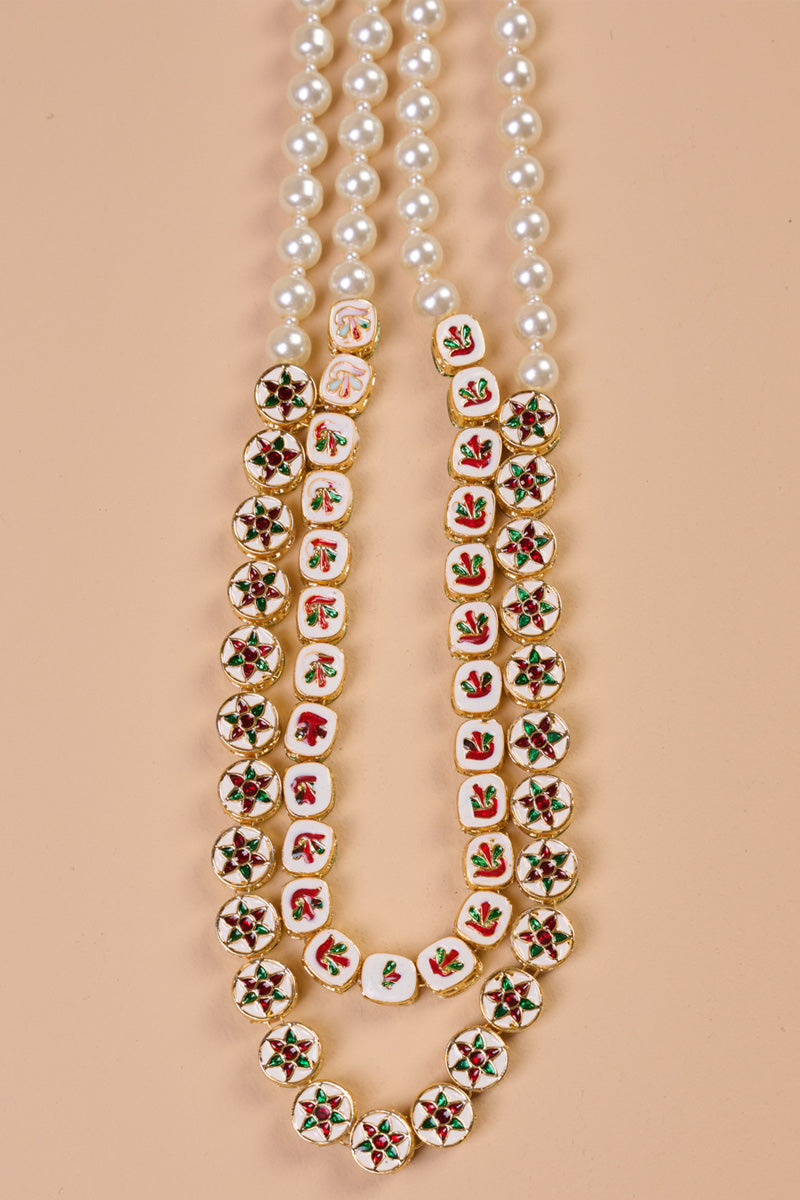 Transparent Two Layered Kundan And Pearl Mala