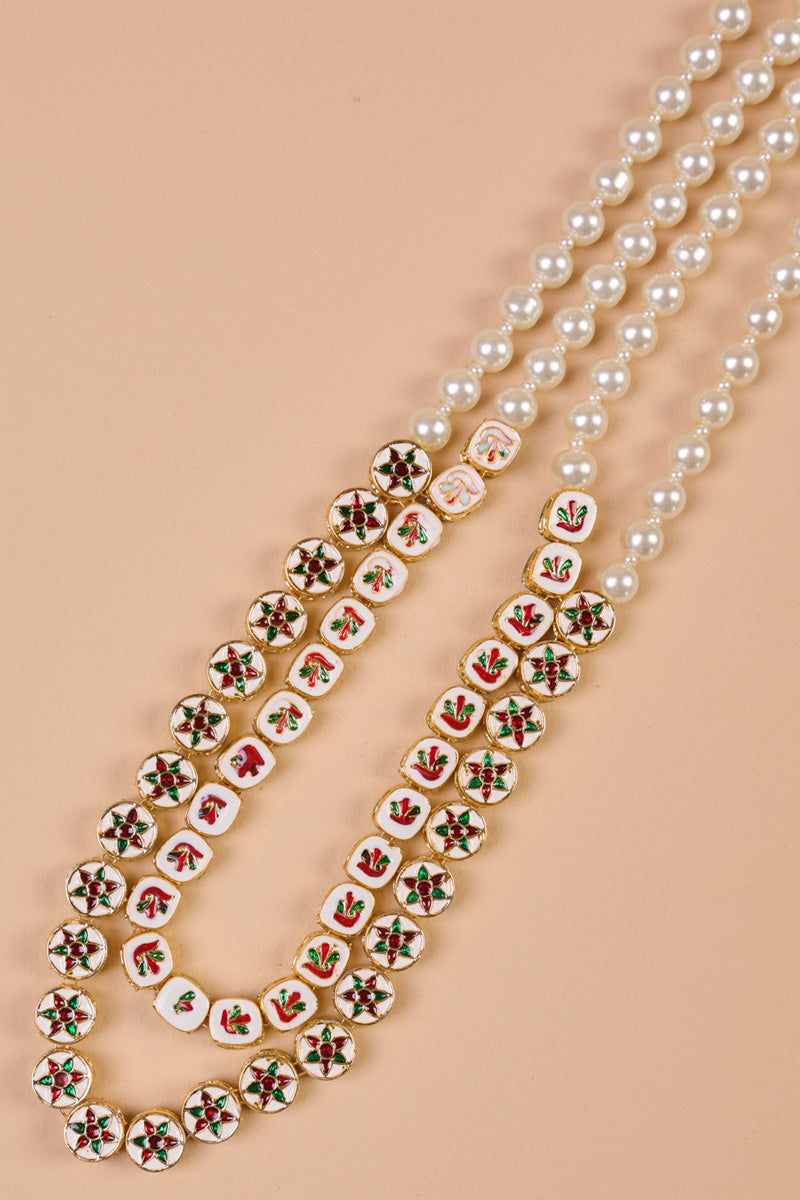 Transparent Two Layered Kundan And Pearl Mala