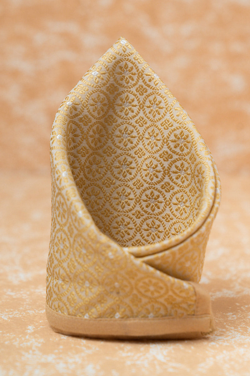 Gold Floral Brocade Pocket Square