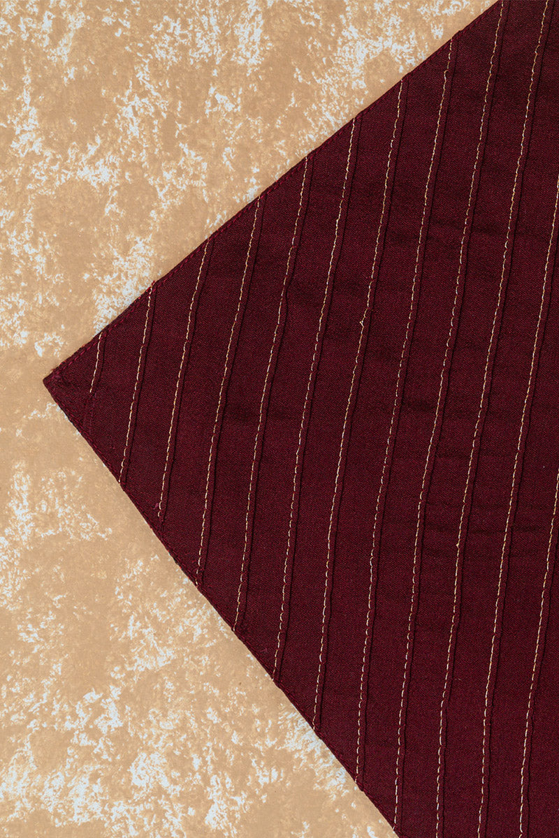 Wine All Over Zari Pintucked Pocket Square