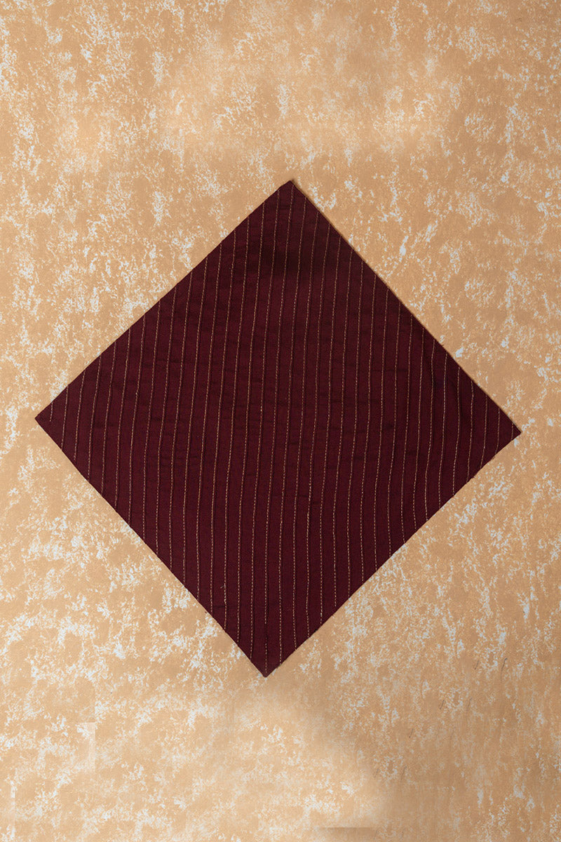 Wine All Over Zari Pintucked Pocket Square