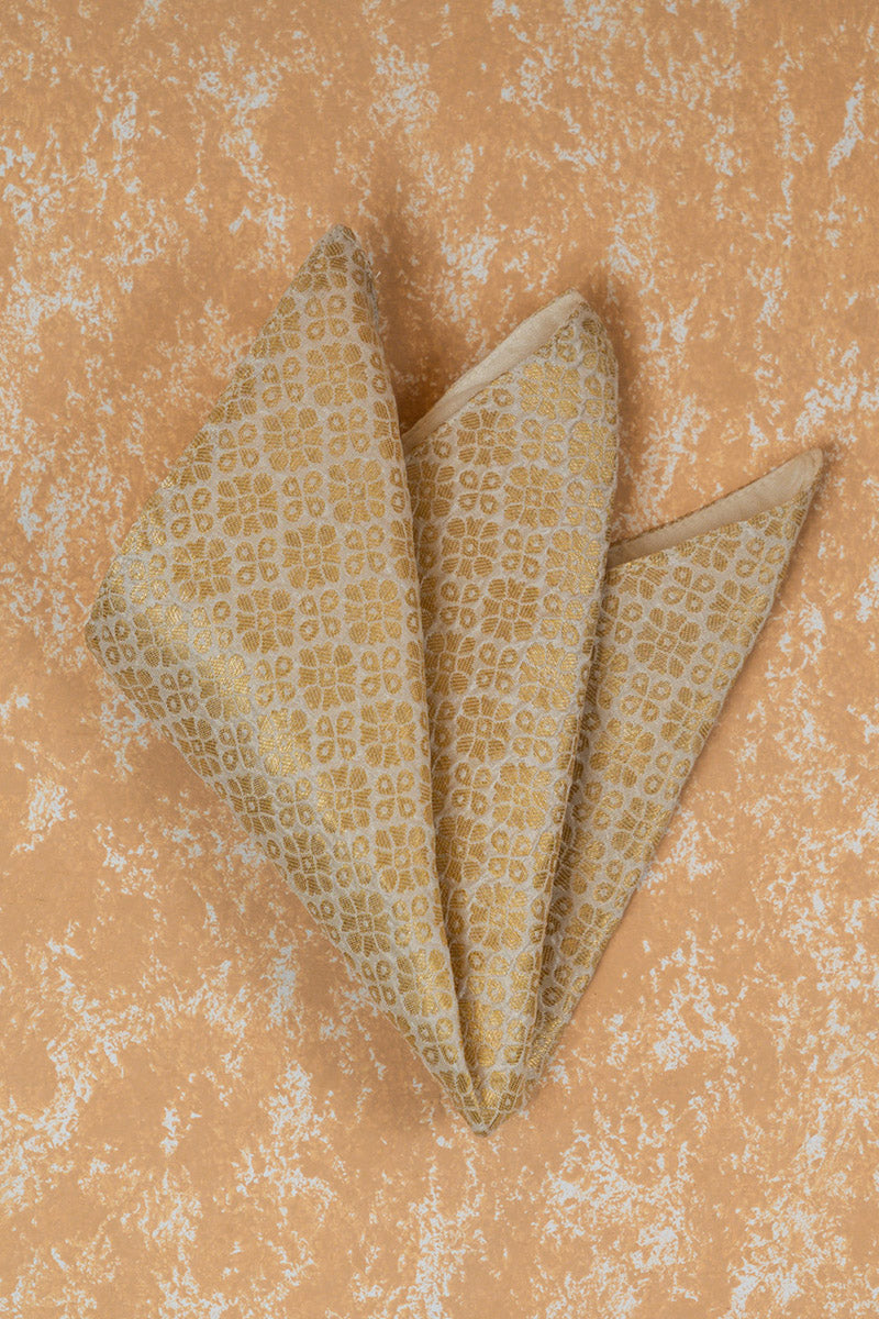 Gold Zari Jacquard Pocket Square