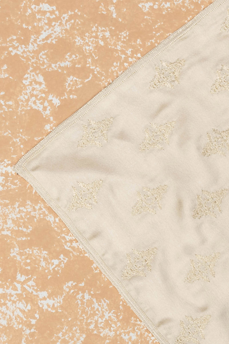 Cream All Over Butta Embroidered Pocket Square