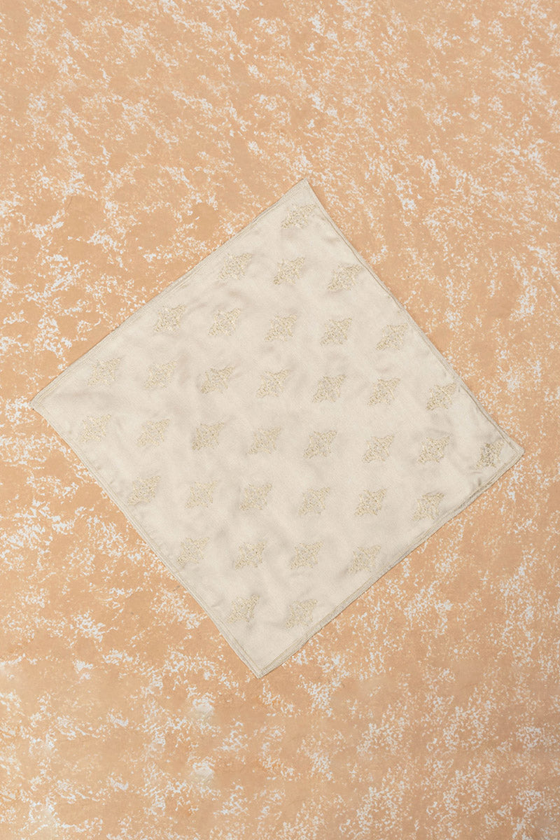 Cream All Over Butta Embroidered Pocket Square