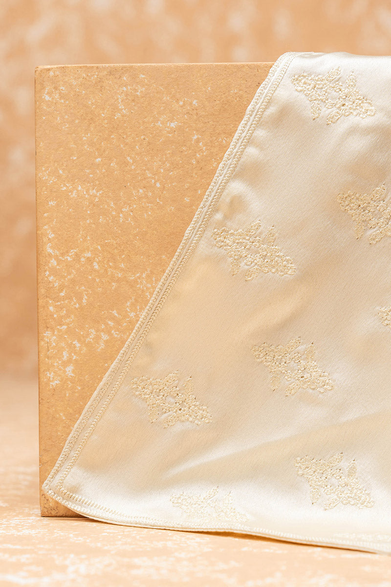 Cream All Over Butta Embroidered Pocket Square