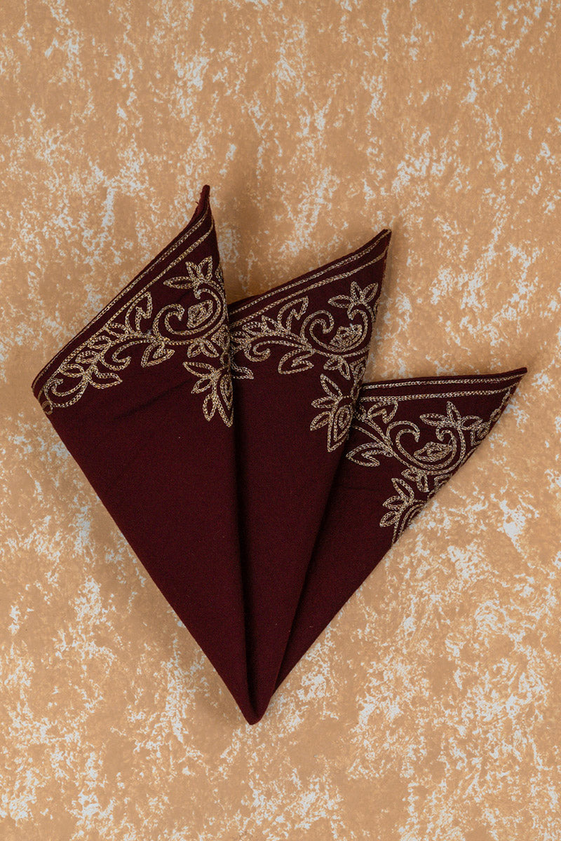 Wine Pocket Square With Placement Embroidery