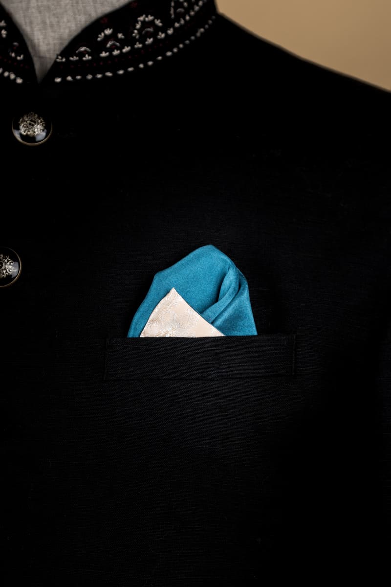 Medium Blue Digitally Printed Logo Pocket Square