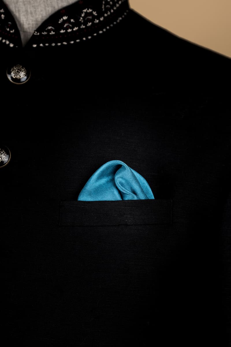 Medium Blue Digitally Printed Logo Pocket Square