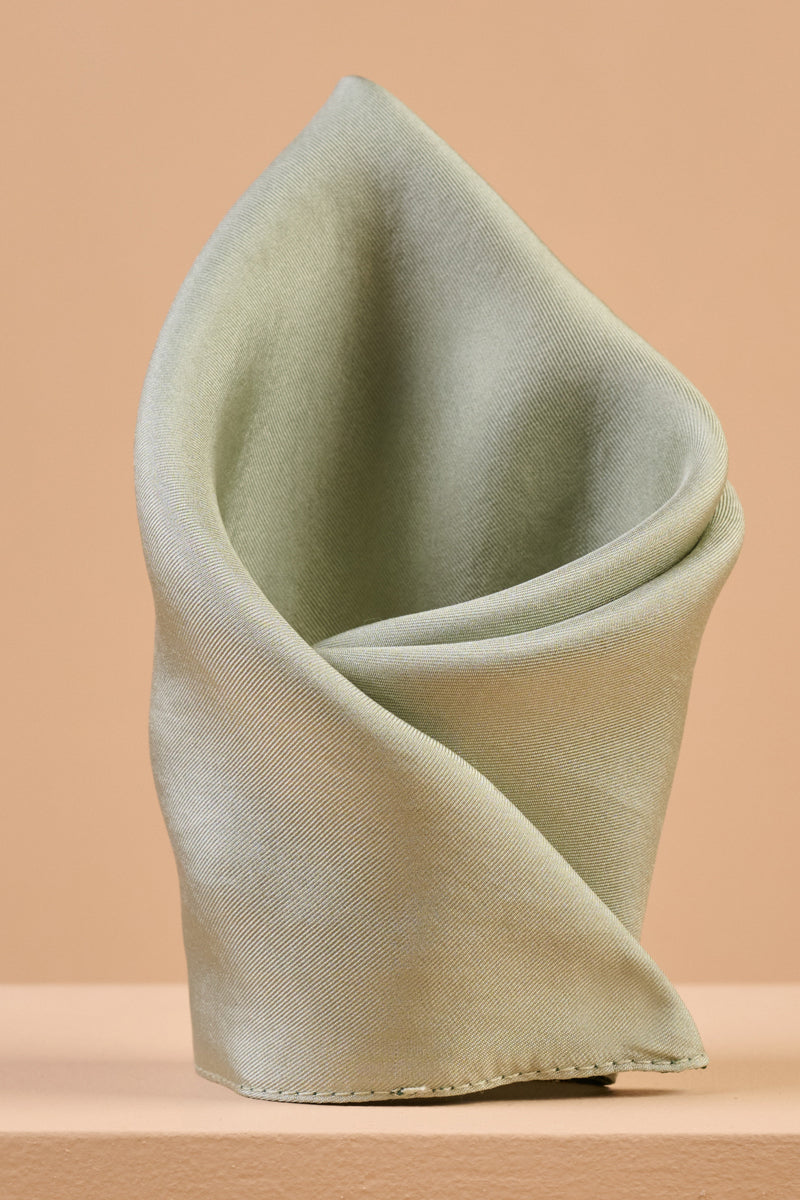 Light Green and Ivory Reversible Pocket Square