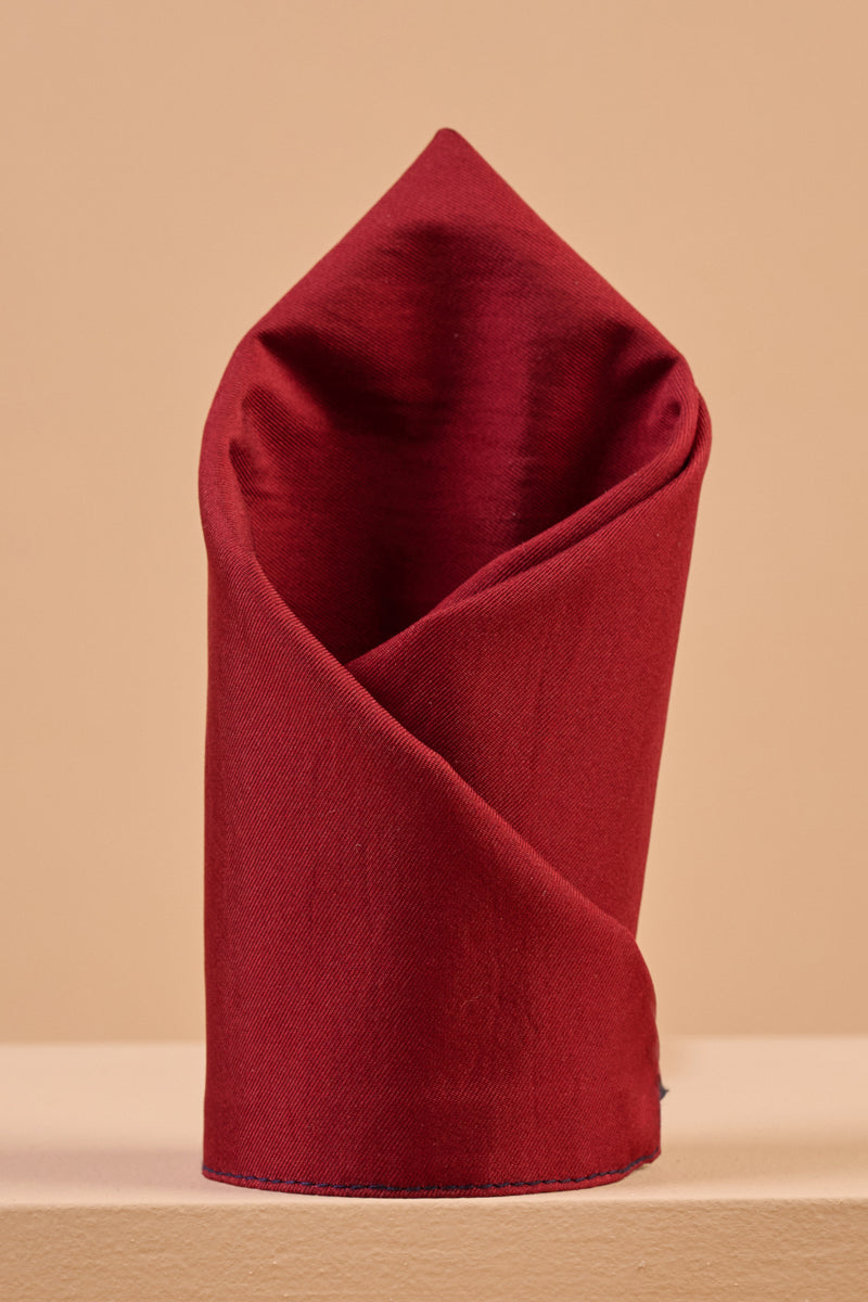 Red and Navy Reversible Pocket Square