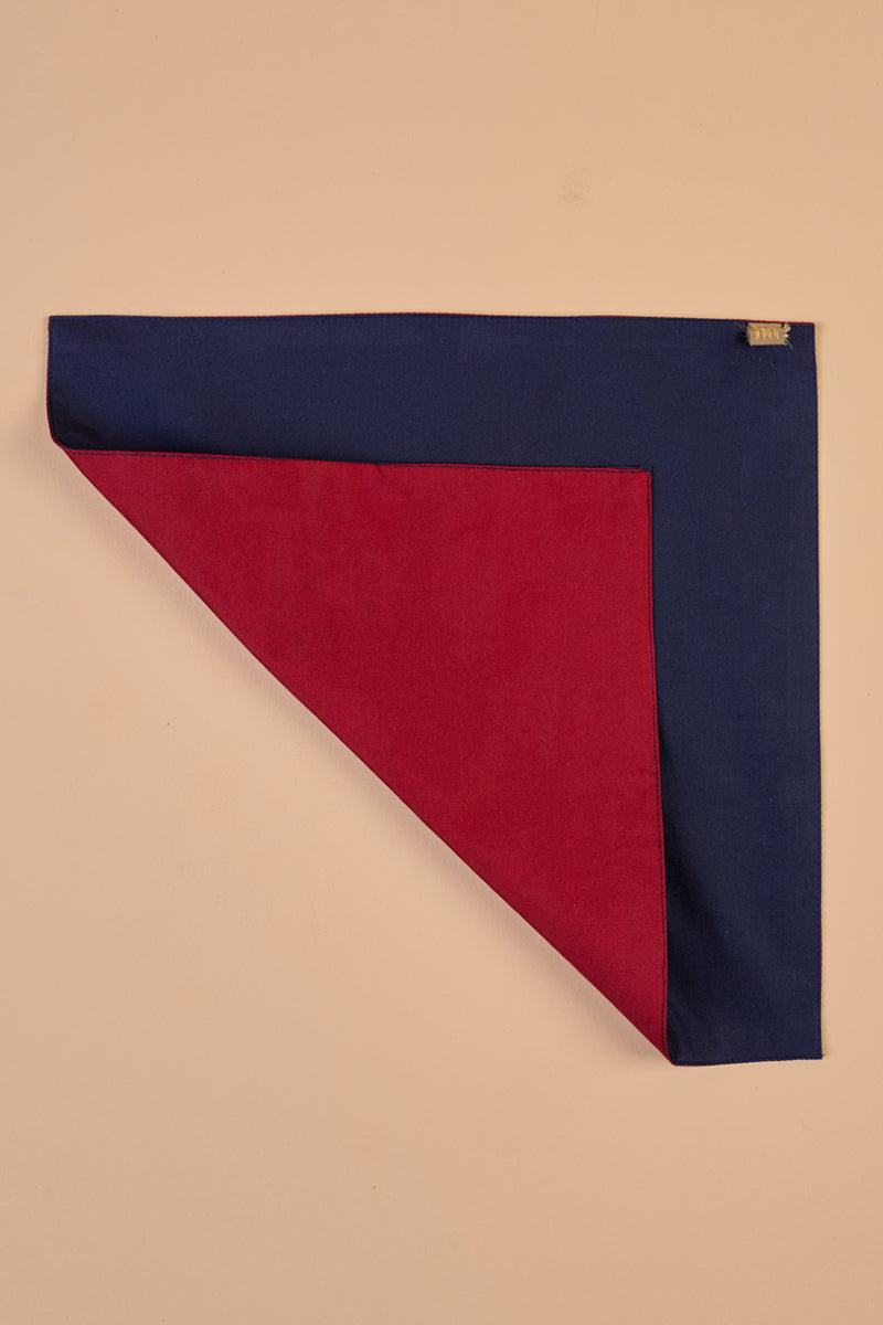 Red and Navy Reversible Pocket Square