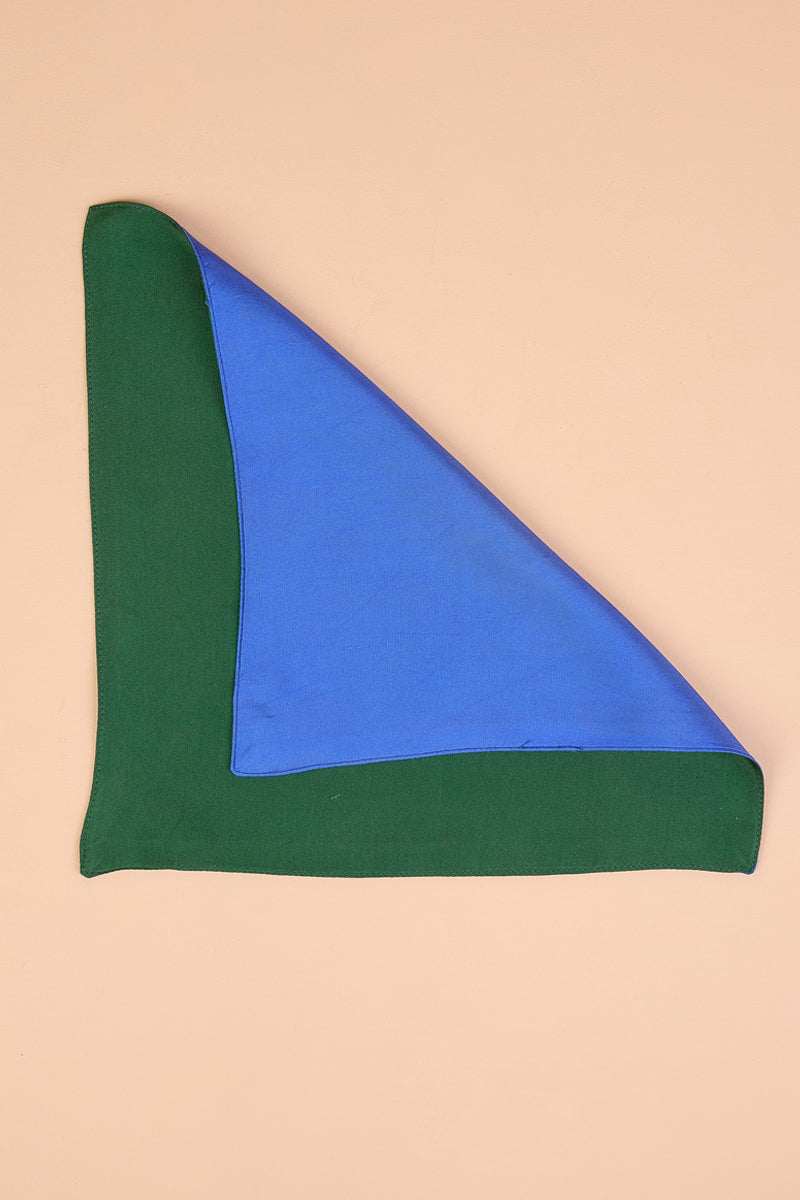 Blue and Green Reversible Pocket Square