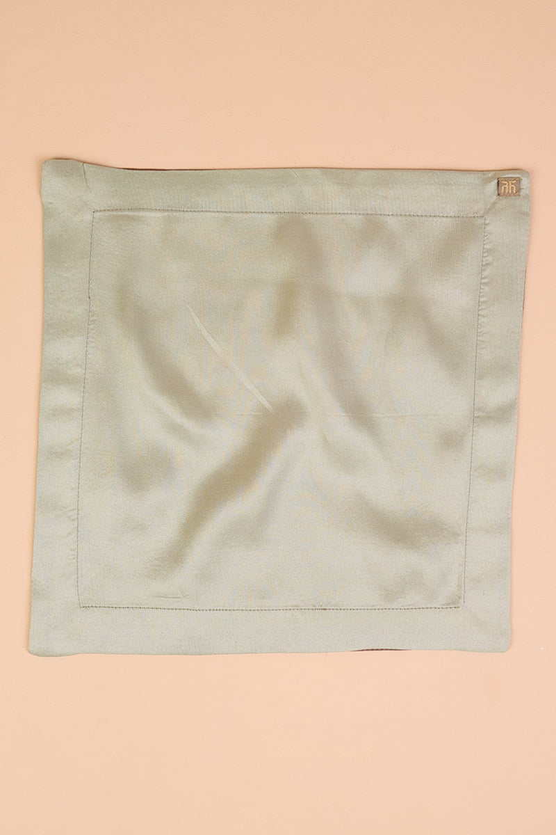 Light Green Pocket Square With Embroidered Border