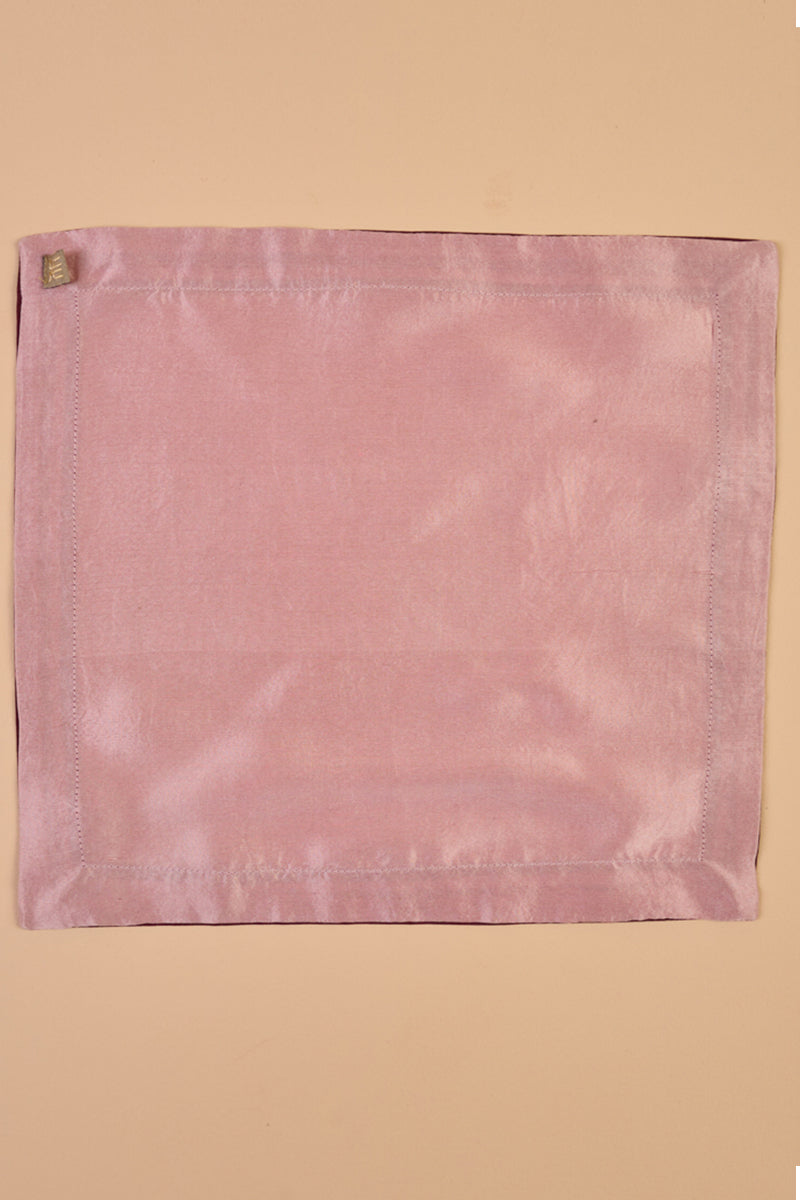 Pink Pocket Square With Embroidered Border