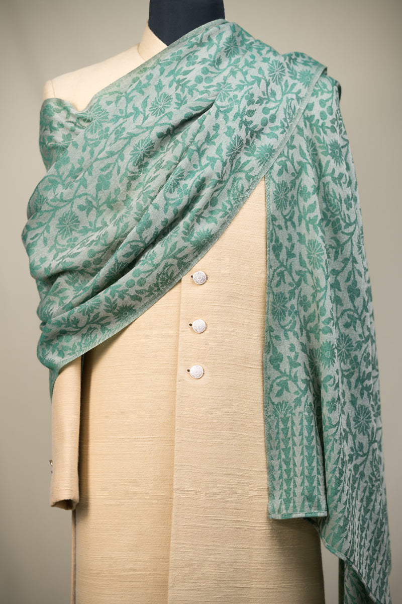 Green Vine And Leaves Pattern Stole