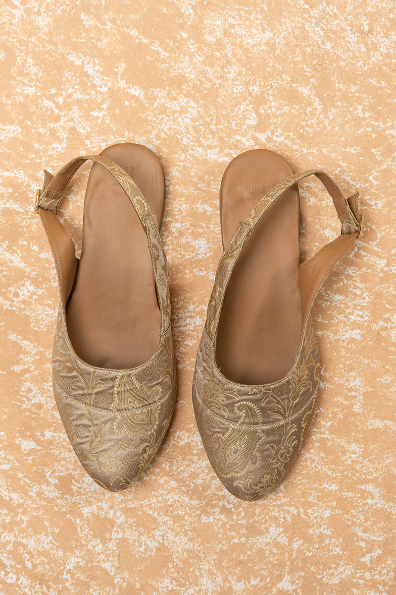 Gold Brocade Slingback Paisley Mojari