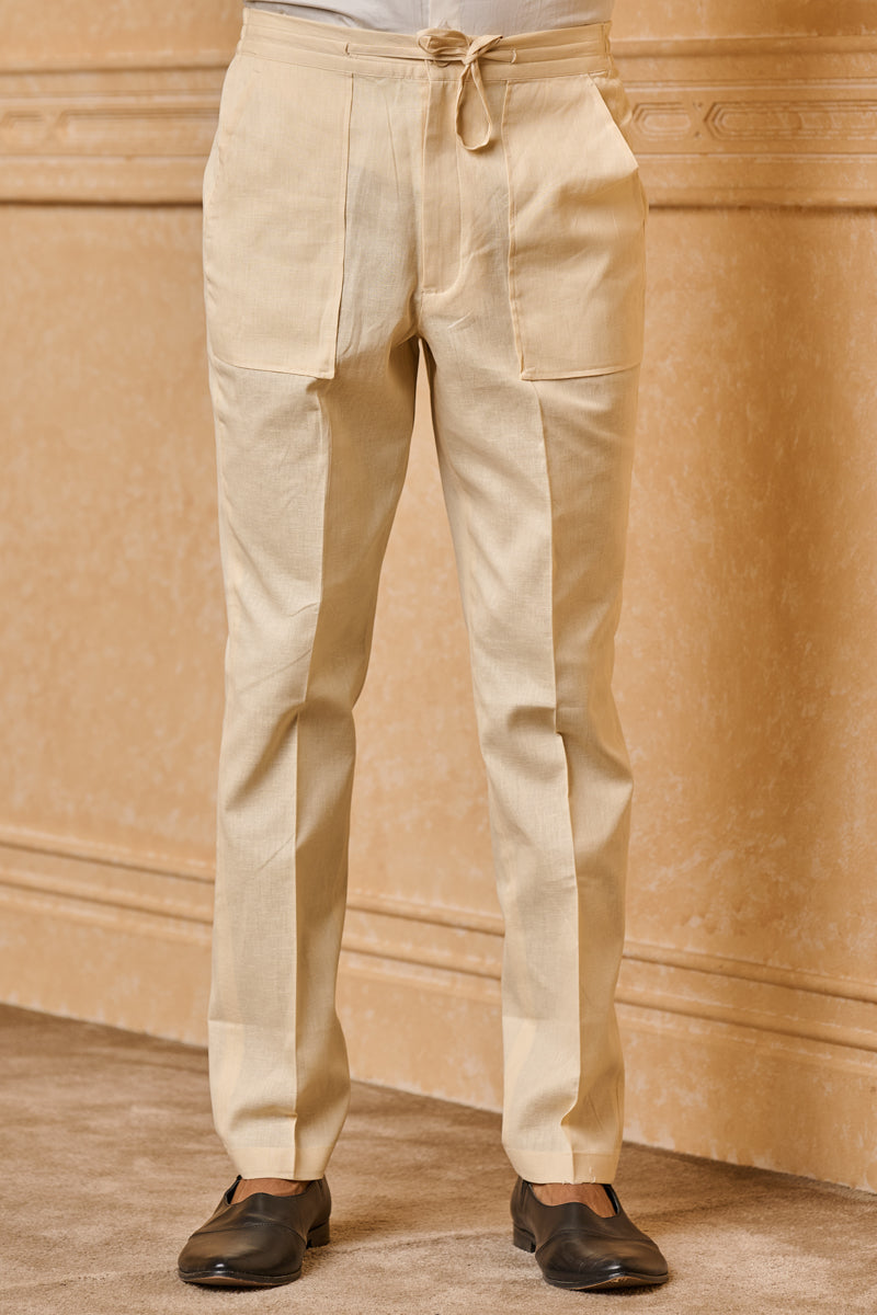 Ivory Cotton Straight Pant