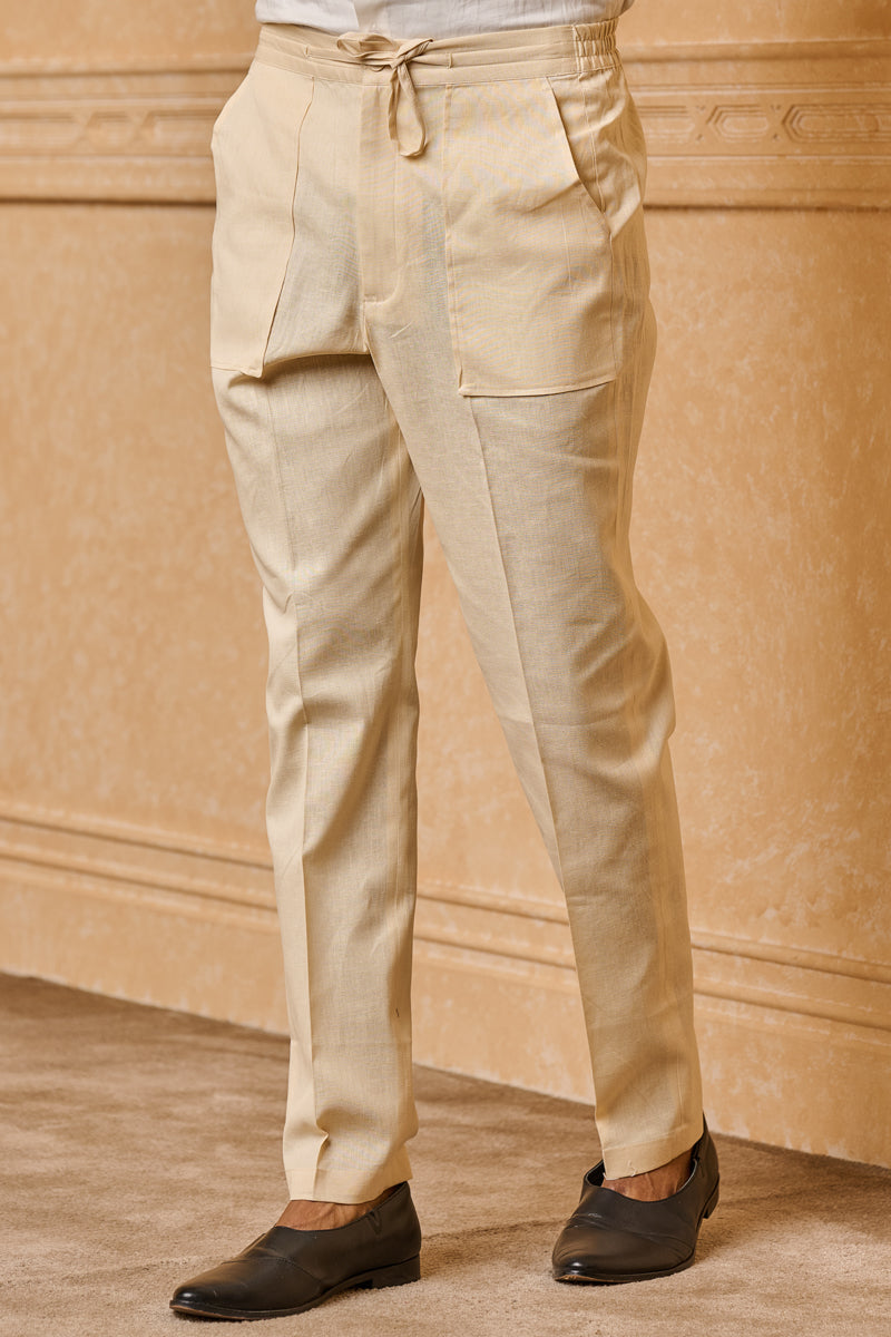 Ivory Cotton Straight Pant