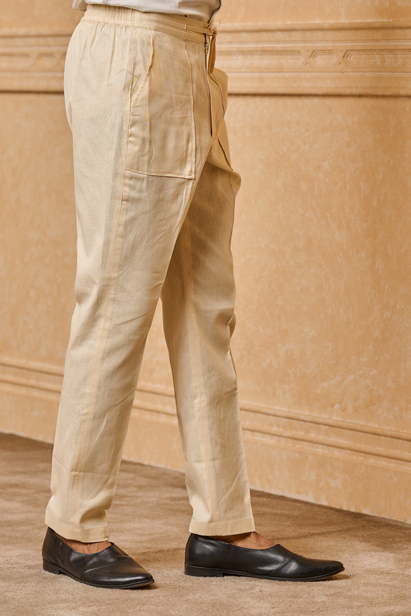 Ivory Cotton Straight Pant