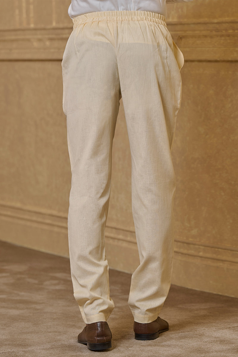 Ivory Cotton Straight Pant